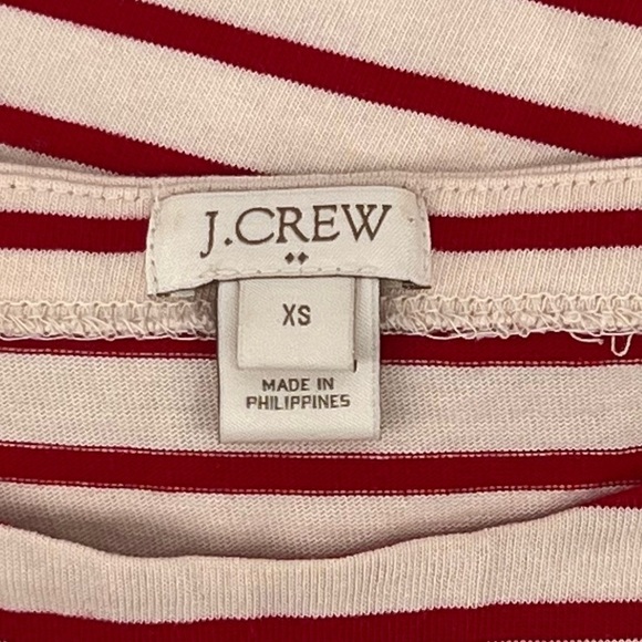 J. Crew Cream Red Striped Cotton Long Sleeve Boat Neck Top Size XS Women's - Picture 2 of 5